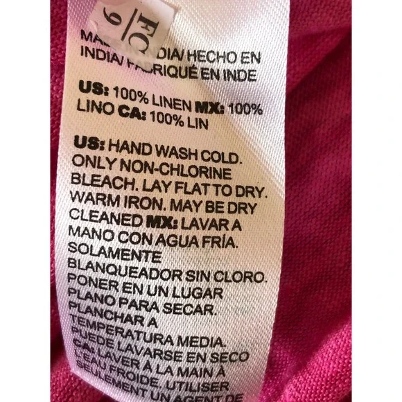 Chicos Pink 100% Linen V-Neck Long Sleeve Tunic Top Slub Knit Tee 3 XL Beach - Picture 5 of 15